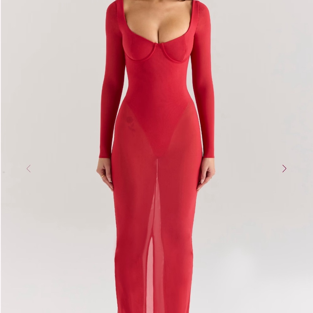 House of CB Vibrant Red Long Sleeve Dress